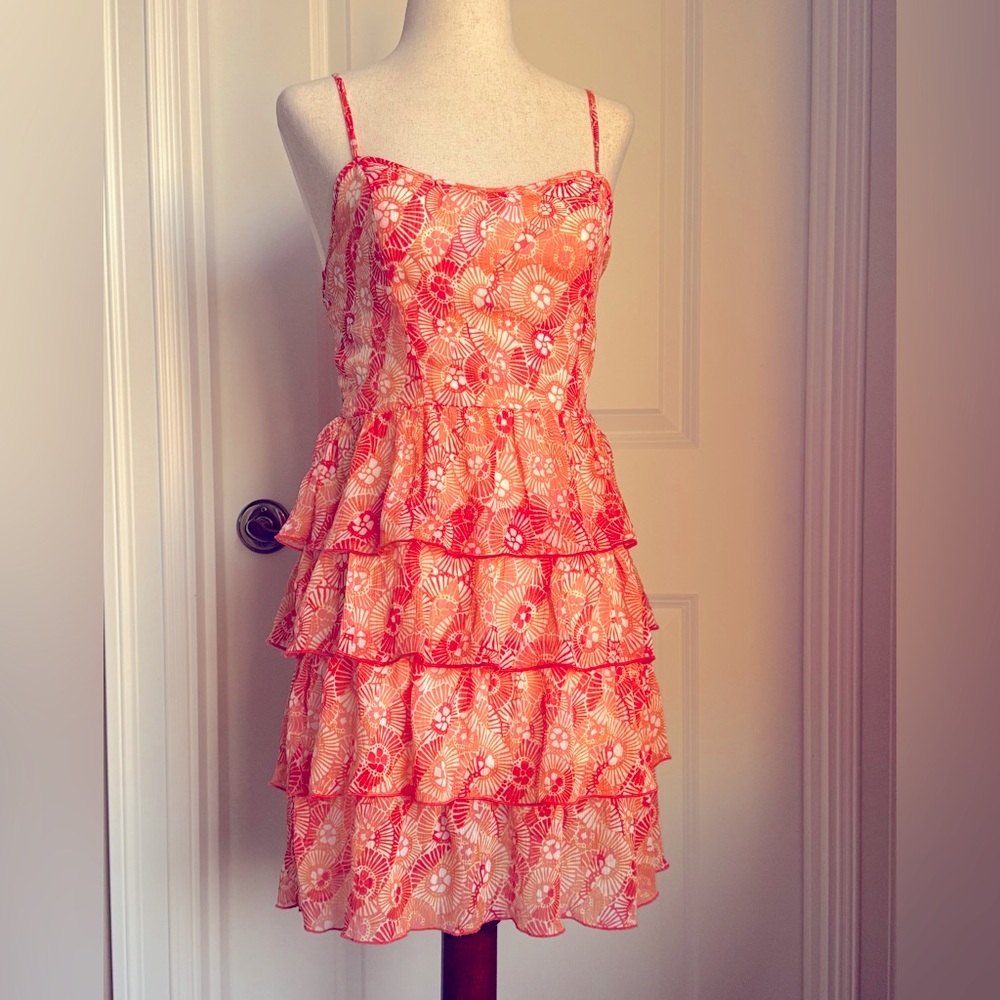 Aeropostale Orange and White Smocked Top